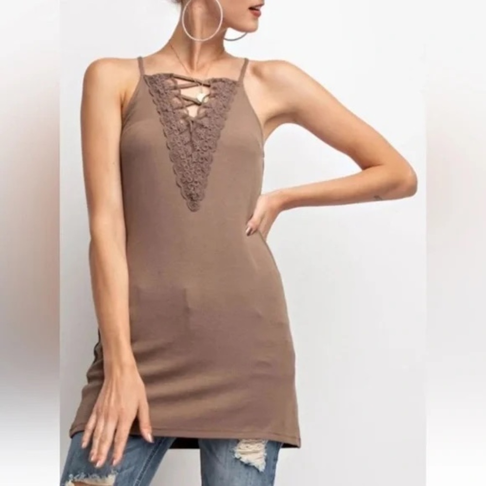 Easel ribbed tunic tank